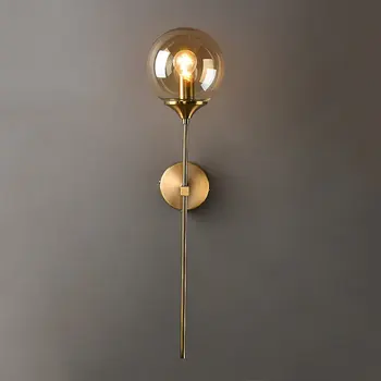 Led-Uri Moderne Minge De Sticlă Lampă De Perete Fixare Nordic Aur Noptiera Camera De Zi Hol Decor Acasă Tranșee De Iluminat Metal Lumini
