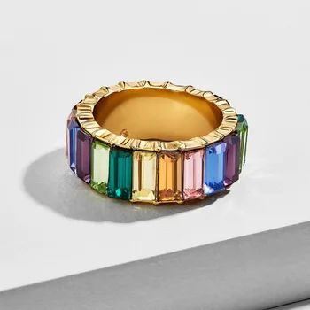 Ciolan de Inele Pentru Femei Brand de Lux Lady ' s Gem Petrecere Cocktail de Proiectare Geometrice Colorate Stras Ring Bijuterii