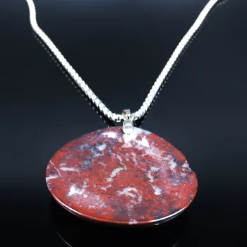 Naturale Redstone din Oțel Inoxidabil Lanț Colier Femei/Bărbați de Culoare de Argint Coliere & Pandantive Bijuterii colares feminino NE38S04
