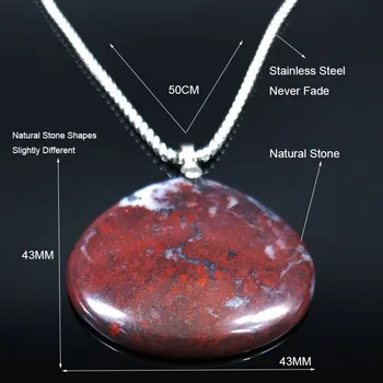Naturale Redstone din Oțel Inoxidabil Lanț Colier Femei/Bărbați de Culoare de Argint Coliere & Pandantive Bijuterii colares feminino NE38S04