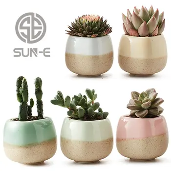 5 în Set 2.2 Inch Recipient de Plantat Ceramice Curge Glazura Cinci Culori de Bază Serial Set Suculente Ghiveci de Flori de Cactus Oală Cadou