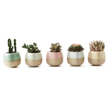 5 în Set 2.2 Inch Recipient de Plantat Ceramice Curge Glazura Cinci Culori de Bază Serial Set Suculente Ghiveci de Flori de Cactus Oală Cadou