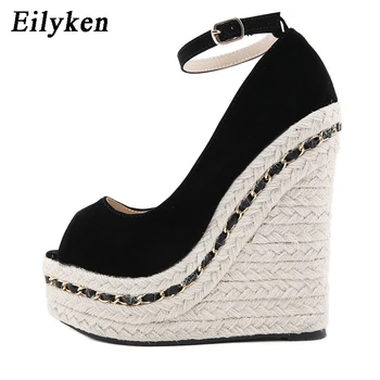 Eilyken Glezna Curea sandale Femei Platformă Solidă Pene Sandale Tocuri Pompe de Curea Glezna 2021 Pantofi Noi Femeie dimensiune 41 42
