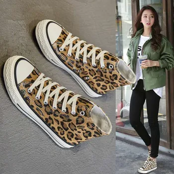 Femei pantofi de primăvară și de vară leopard de mare sus pantofi de panza pentru femei 2020 nou pantofi casual bord coreeană de moda pantofi