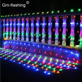 204 LED-uri Margele Net Plasă Șir Lumina de Crăciun Zână Lumina Benzi de Nunta Decor Dormitor Petrecere de Vacanță UE NE Plug de Culoare RGB
