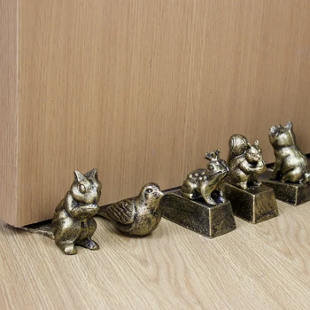 Manual De Aur Antic Pasăre Drăguț Pisică, Câine, Broasca, Porc Veveriță Figurine De Animale Modele De Fontă Podea De Metal Ușă Opri Dur Statuie