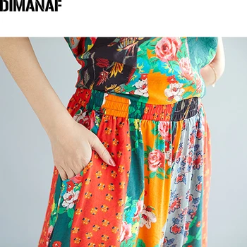 DIMANAF Plus Dimensiunea Femei Seturi de Vară Dimensiune Mare Libertate de sex Feminin Set Costume de Bumbac Doamna Topuri Tricou Pantaloni Lungi Vintage Print Floral 2021