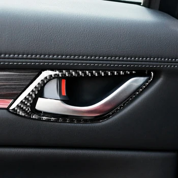 4BUC Real Fibra de Carbon Car Styling Interior Ușa Trageți Mânerul Cadru Capac de Protecție Trim Pentru Mazda CX-5 CX5 CX 5 2017 2018