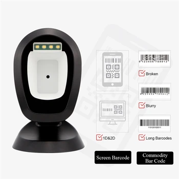 USB Automate de coduri de Bare Scanner Handsfree 1D 2D de coduri de Bare Scanner cu 360 de Grade Rorating Scanare Platforma cu Interfata USB