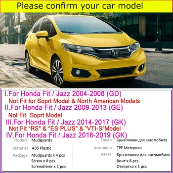 Aripa Noroi Mudflap Pentru Honda Fit Jazz GD GE GK 2019~2004 Garda Splash Flapsuri Noroi, Accesorii 2018 2017 2016 2013