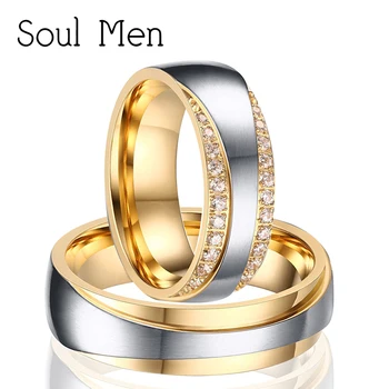 Soul Men 1 Pereche Iubitor de Culoare de Aur Oțel Titan Infinity Design Inel de Logodna cu Piatra CZ Trupa de Nunta pentru Femei și Bărbați
