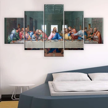 ArtSailing 5 panouri HD Imprimare ulei Pictura Cina Cea de taină a lui Leonardo Da Vinci Creștin Poze de Perete Pentru Camera de zi bucatarie Camera