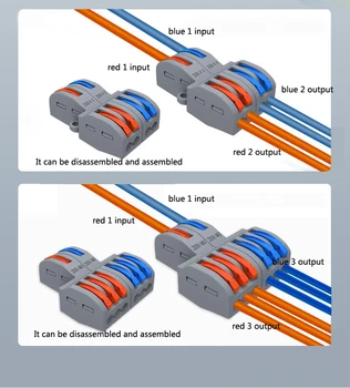 5pcs/Lot Rapid Sârmă Conector Universal Cabluri Cablu Mini Reutilizabile Conector Push-in Conductor Terminal Block 0.08-2.5mm2