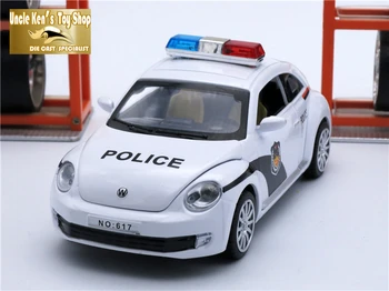 15Cm Lungime VW Beetle Mașină de turnat sub presiune, 1:32 Scară Aliaj Model, Metal Poliție Jucarii Copii Cadou Cu Trage Înapoi Funcția/Lumina/Sunet