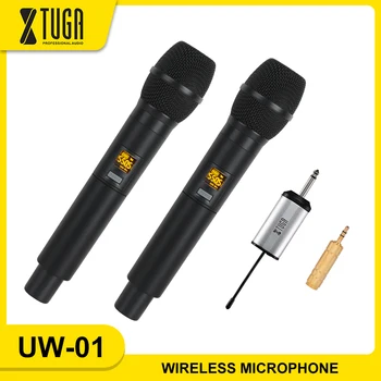 XTUGA UW-01 25 Canal UHF cu Microfon Wireless cu Microfon Dual cu Mini Potabilă Receptor 1/4