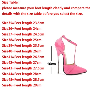 Super Tocuri de 16 cm pentru Femei Sandale T-Cap Subliniat de la Picior Toc Subțire Sexy si Damele de Pompe Fetiș Pantofi Roz Rochie Modelul Mujer Bombas