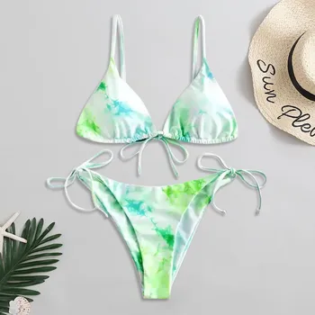 2020 Set de Bikini Femei Push Up costume de Baie Tie-dye de Imprimare de Costume de baie Brazilian Bikini Set Costum de Baie Summer Beach Purta Biquini