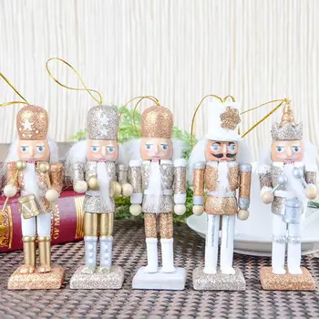 Lemn Spargatorul De Nuci De Păpuși Sclipici Pulbere Spargatorul De Nuci Papusa Soldat Figurine Miniaturale Ornament De Crăciun Pandantiv Decor Acasă