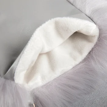 Noi Faux blană de vulpe Mănuși cu un deget Mănuși de sex Feminin Căptușite pu Mănușă de iarnă rusească Lanț Detașabile Blană Albă, Mănuși de moda pentru femei mănuși