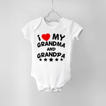Bunicul și Bunica Mă Iubește 2021 Vara Maneca Scurta Copii Body Baieti Fete Salopeta Nou-născut Copilul Onesie Picătură Navă