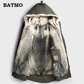 Batmo 2019 new sosire de iarnă de înaltă calitate cald blana de lup linner capișon jachete barbati,barbati lup linner parka ,plus-size M-5XL