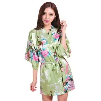 Verde de Femei din China, de Mătase Raionul Mini Halat Sexy Kimono-Halat de Baie Lenjerie Intima Pijama Plus Marimea S M L XL XXL XXXL ZS024