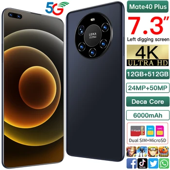 Versiune globală Mate40 Plus Android 10.0 Telefon Mobil 7.3
