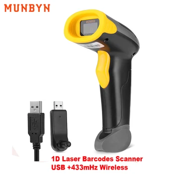 MUNBYN Vânzare Clearance-ul Portabil Scaner 1D Laser Scanner de coduri de Bare Cititor de Cod de Bare fără Fir Bluetooth USB Funcționează Cu Mac Windows