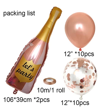 23 buc Pachet a Crescut de Aur hai Să petrecem o Sticlă de Șampanie folie, Baloane Latex Aur Rose Confetti Baloane pentru Ziua de nastere Fata de Partid Găină
