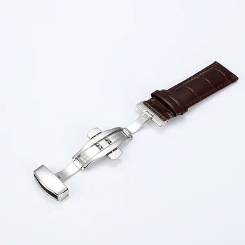 Curea de ceas din piele Universal Fluture cataramă Catarama din Otel Watchbands Linght Maro 12mm-24mm