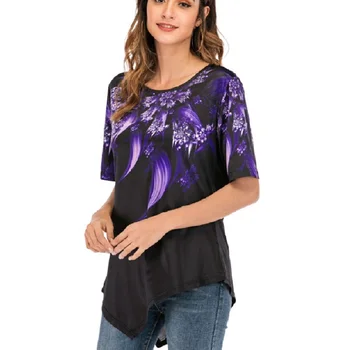 Femei Bluză de Vară de Primăvară Boho Print Floral Întinde Plaja Camasa Tunica Lung Liber Partid Bluze Tricouri Albastre Plus Dimensiune Topuri 5XL