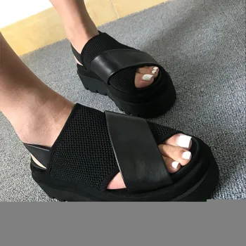 Vara Femeile De Moda Gros Sandale Cu Platforma Plaja Gladiator Plasă De Mozaic Din Piele Sansals Casual, Sandale Pantofi Pene