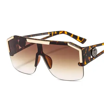 TEENYOUN 2020 Brand de Lux ochelari de Soare Patrati-O singură Bucată Femei Bărbați Metal Cap de Leu Ochelari de Soare Moda de sex Masculin UV400 Ochelari