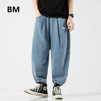 2020 Hip Hop Denim Pantaloni Harem 5XL Streetwear Plus Dimensiune Harajuku Blugi Casual Barbati Haine Stil coreean Albastru Joggeri de sex Masculin