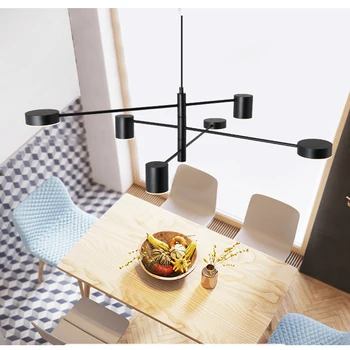 Modei moderne Aur Negru Alb Condus mult Timp candelabru Loft Nordic lampa Decorativa de interior lampă de agățat pentru camera de zi dormitor