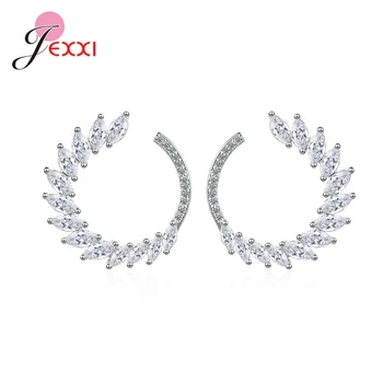 Frunze Model Stud Cercei Pentru Femeile Din Argint 925 Cu Cristal Spumante Bijuterii De Argint Pentru Petrecerea De Nunta