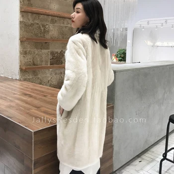 2020 Moda Faux Blana Haina de Toamna Iarna Femei Casual Cald Slim Long Faux Blană de Nurcă de buzunar de haina de iarna pentru femei Sacou Blana