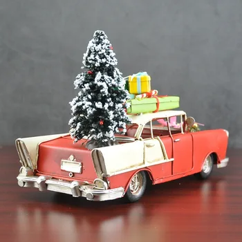 Red Vintage Clasic Camion De Metal Vehicul Masina De Colectie Pentru Casa In Miniatura Petrecere De Craciun Decor De Masă Cadou De Anul Nou