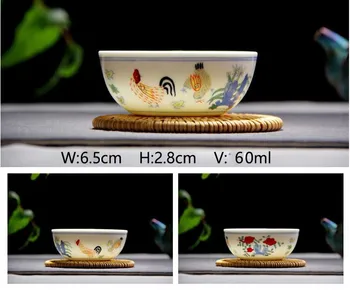 Dinastiei Ming replica pui de culoare găleată cilindru cupa archaize jumătate de mână-pictat jingdezhen kung fu cesti de ceai eșantion ceașcă de ceai