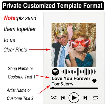 Ziua îndrăgostiților Personalizate Spotify Cod Acrilice Muzica Placa de Sticlă Personale de Fotografie Stil de Cuplu Acrilice Aniversare Album Foto Placa