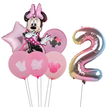 7Pcs Disney Mickey Minnie Mouse, Baloane Folie 32 inch Numărul Petrecerea de Ziua Balon Copil de Dus de Decorare pentru Copii Favoarea Cadouri Glob