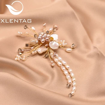 XlentAg de Lux Naturale de Înaltă calitate Perla Brosa stil Baroc Pearl Flori lucrate Manual pentru Femei Accesorii de Moda Boho Bijuterii GO0350