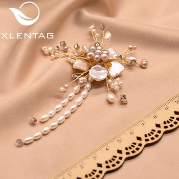 XlentAg de Lux Naturale de Înaltă calitate Perla Brosa stil Baroc Pearl Flori lucrate Manual pentru Femei Accesorii de Moda Boho Bijuterii GO0350