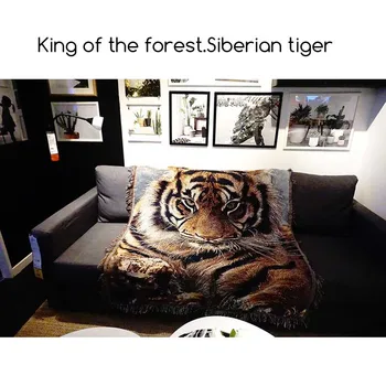 Regele pădurii tigru Siberian Tapiserie fir de Bumbac Covor, Canapea Prosop Casual Pătură de Anul Nou decor de Perete Retro