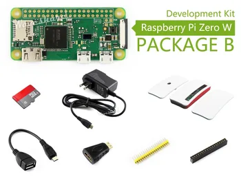 Raspberry Pi Zero W Pachetul B Basic Kit de Dezvoltare pentru Card Micro SD, Adaptor de Alimentare, Oficial Caz, și Componente de Bază