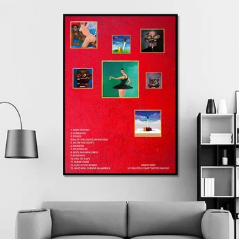 Kanye West-beautiful Dark Twisted Fantasy Acopere Muzica Muzica Poster Panza Pictura Perete Artist Decor Acasă