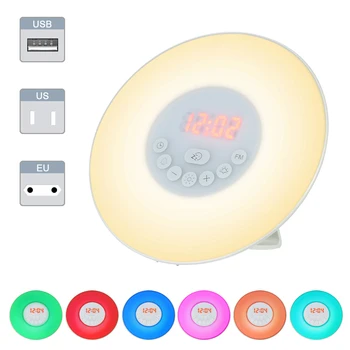 Sunrise Ceas cu Alarmă serviciu de Trezire Colorate de Lumină Ceas Digital Sunete din Natură FM Radio Funcție de Amânare Touch Control Ceas cu LED-uri