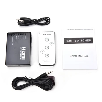 1Set Mini 5 Port HDMI 1080P Video Splitter HDMI Switch Comutator cu IR de la Distanță splitter box pentru HDTV PS3 DVD