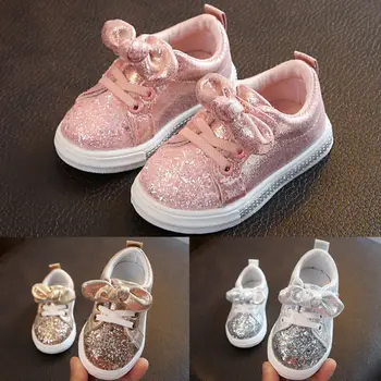 Pudcoco Copilul Copil Fete Bowknot Sequin Crib Pantofi Tendință Pantofi Casual Pantofi Rochie 1-3 Ani