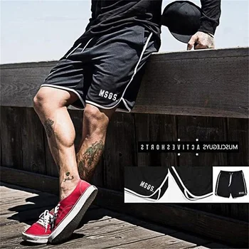 2020 Vara Barbati Brand Jogger Sportive Vițel-Lungime Pantaloni Scurți Bărbați Negru Culturism Pantaloni Scurți De Sex Masculin Antrenament De Fitness Săli De Sport Pantaloni Scurți